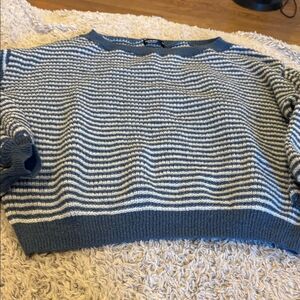 SHEIN Blue and White Striped Sweater